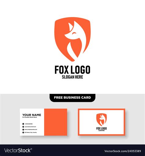 Fox Logo Template Free Business Card Mockup Vector Image