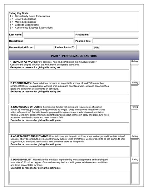 Supervisor Evaluation Form Template Lovely Performance Printable Forms