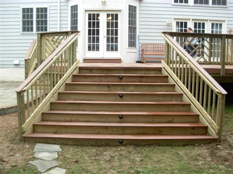 Advanced modular stairs in the. Deck Steps with Landing | These deck stairs have lights in the middle of every other step ...