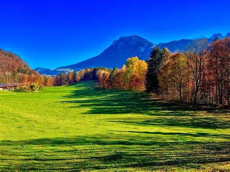 Autumn Landscape With View Towards Kaiser Mountains In Bre Bavaria