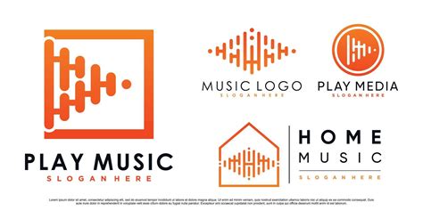 Set Of Play Media And Music Logo Design Inspiration With Creative