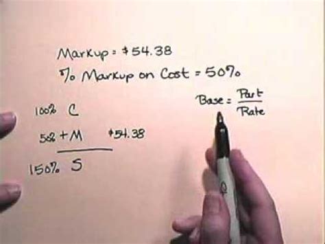 The markup percentage refers to the percentage value of the calculated markup. Markup on Cost - www.atcmathprof.com - YouTube
