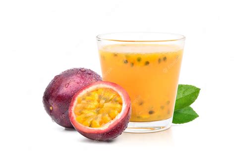 Premium Photo Glass Of Purple Passion Fruit Juice With Cut In Half