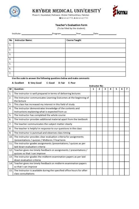 50 Printable Teacher Evaluation Forms Free Templatelab
