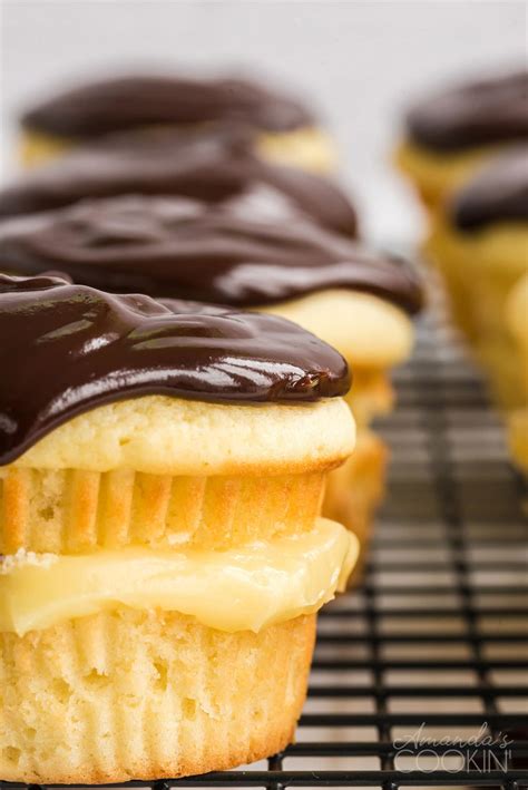Using boxed cake mix and instant pudding, this boston cream poke cake is easy to make and is sure to be a hit at home or for a crowd. Boston Cream Cupcakes - Amanda's Cookin' - Cake & Cupcakes