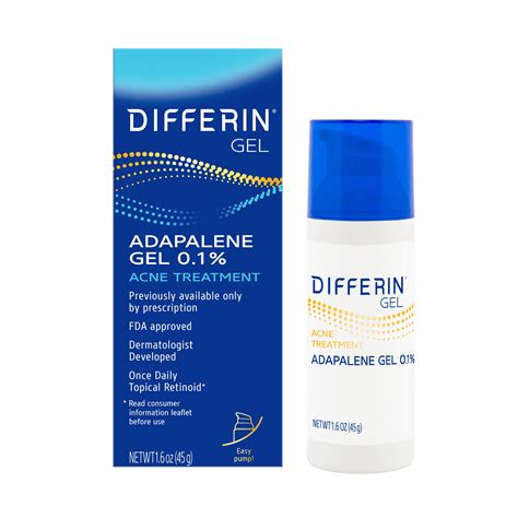 Differin Acne Treatment Gel Retinoid Treatment With 01 Adapalene 1