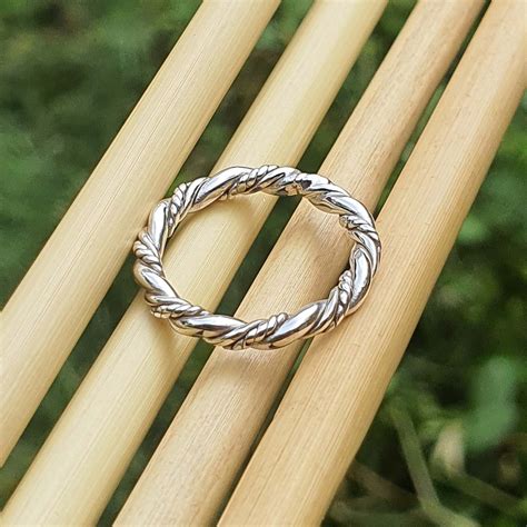 Oxidized Twisted Rope Band Ring Sterling Silver Twisted Rope Wedding