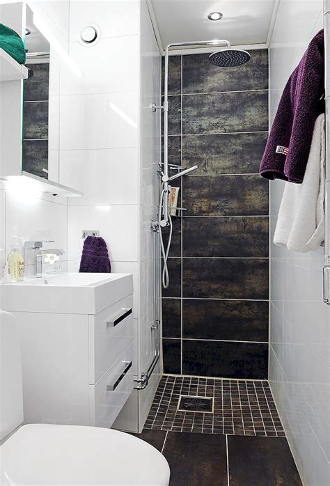 Install a shelf in the shower. 30 Tiny House Bathroom Design Inspirations | House bathroom designs, Bathroom design small ...