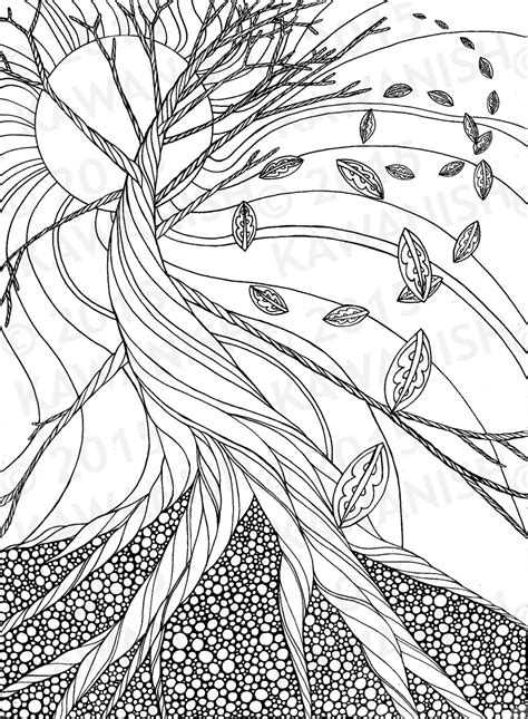 Adult Coloring Trees Coloring Pages