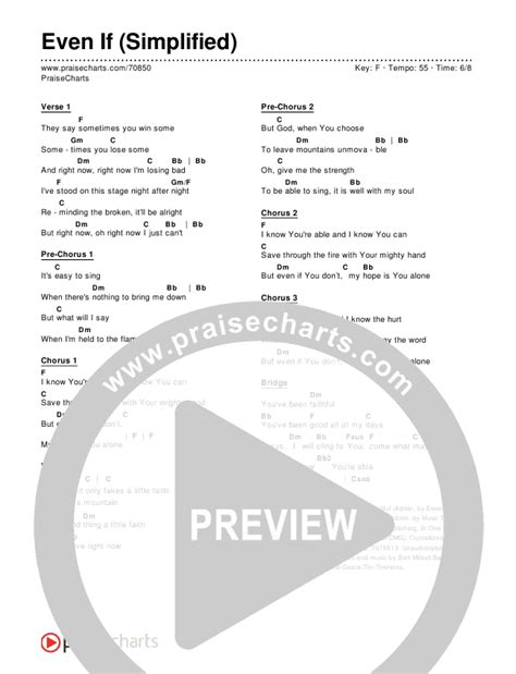 Even If Simplified Chords PDF MercyMe PraiseCharts