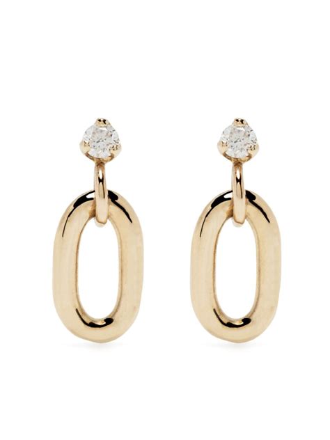 Zoë Chicco 14kt Yellow Gold Oval Diamond Hoop Earrings Farfetch