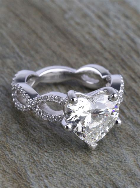 Twisted Split Shank Engagement Ring With Heart Diamond 3 Carat