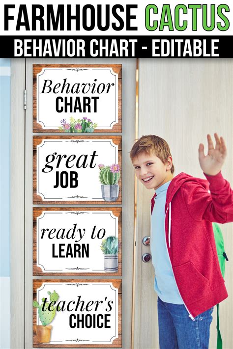 Behavior Clip Chart Editable Behavior Chart Cactus Classroom Decor