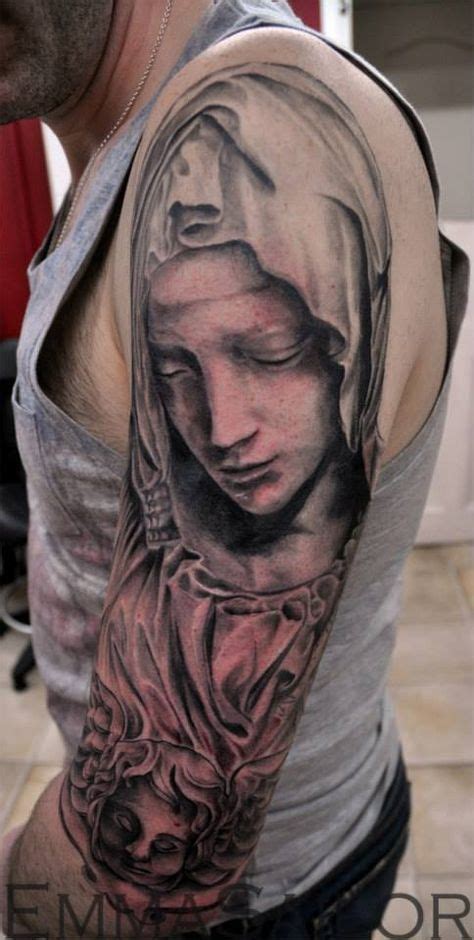 Michelangelos Pieta By Emma Sith Tattoo Tatoeage Ideeën Tatoeage