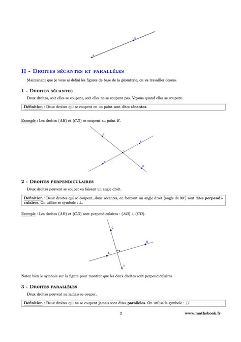 Bases De La Géométrie Cours Pdf à Imprimer Maths 6ème