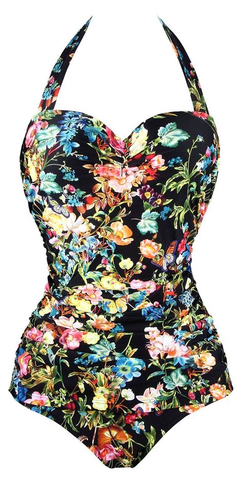 Angerella Vintage 50s Pin Up Halter One Piece Swimsuit