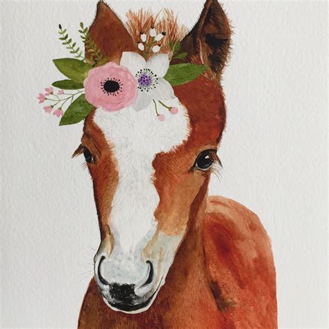 Horse Foal Nursery Art Print Farm Animal Nursery Decor Kids Etsy