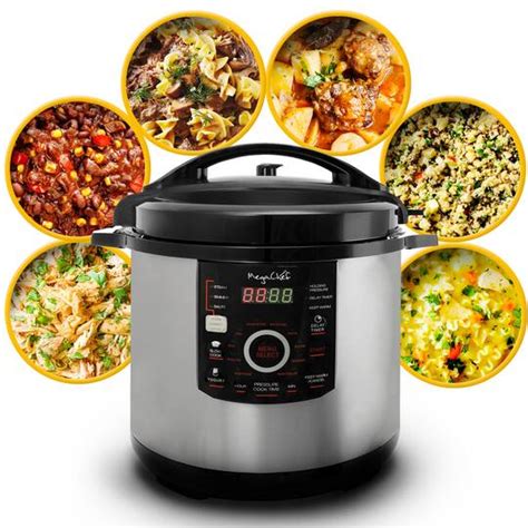 Megachef 12qt Steel Digital Pressure Cooker With 15 Presets And Glass