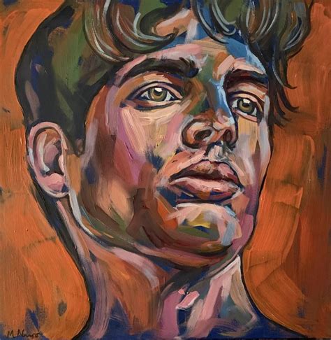 Handsome Man Face Portrait Gay Colorful Painting Painting By EMMANOUIL