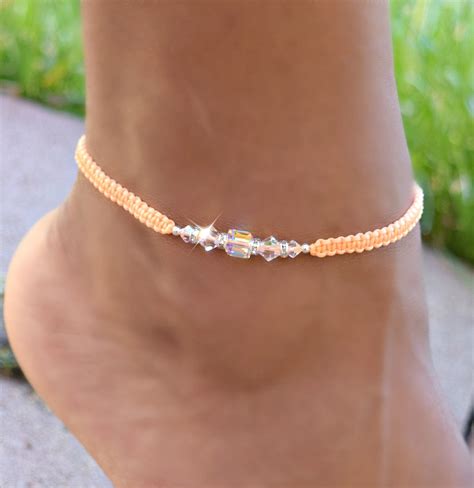 Swarovski Crystal Neon Ankletankle Bracelethealing Etsy In 2021 Ankle Bracelets Ankle
