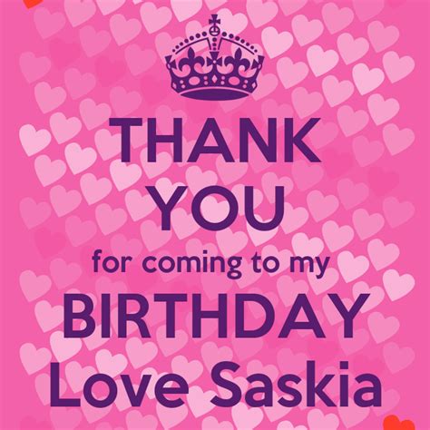 Thank You For Coming To My Birthday Love Saskia Poster Merg Keep