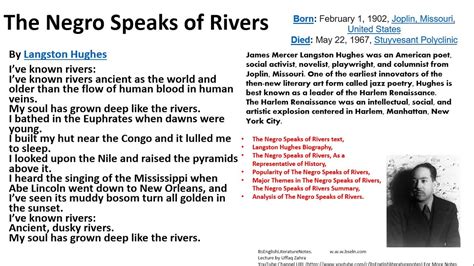 The Negro Speaks Of Rivers By Langston Hughes Poem Critical