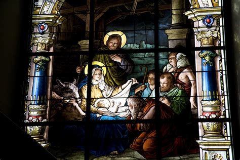 Nativity Scene On Stained Glass Window Catholic Digest