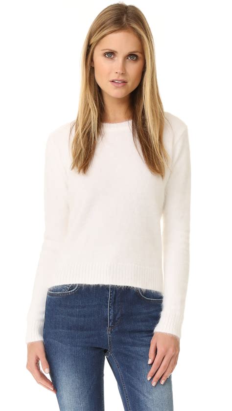 Anine Bing Synthetic Fuzzy Sweater In White Lyst