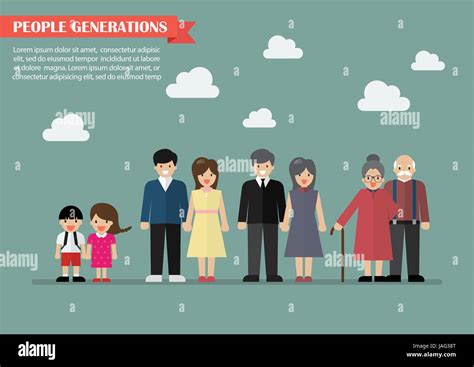People Generations In Flat Style Vector Illustration Stock Vector