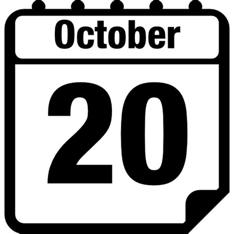 October 20 Date Daily Calendar October Calendar Interface Day