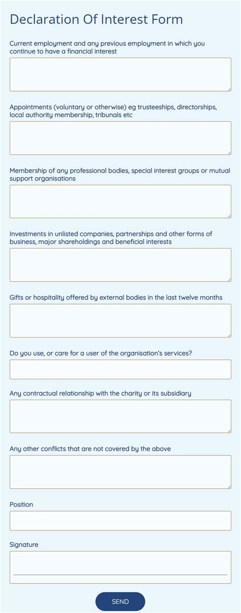 Declaration Of Interest Form Template 123formbuilder