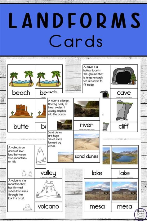 Landform Cards Landforms Activities Landforms Earth Science Lessons