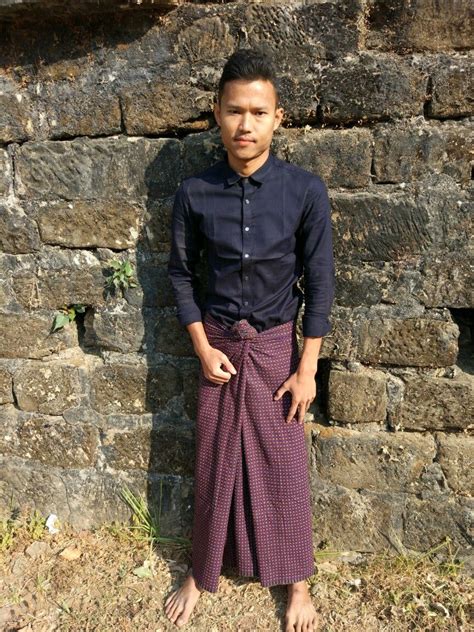 Myanmar Guy In Traditional Longyi Best Pose For Photoshoot Mens