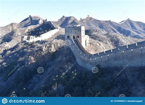 Panorama Of The Great Wall In Jinshanling In Winter Near Beijing In