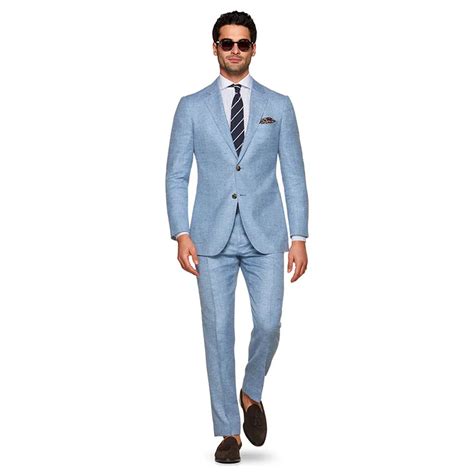 Blue Linen Suit Sharp Look Tailored Groom Suit Men Custom Made Linen