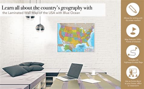 Hemisphere Usa Wall Map 48 X 38 Up To Date Cartography