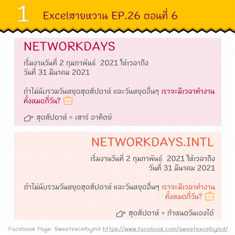 สูตรคํานวณจํานวนวัน excel | EP.26 ตอน 6 NETWORKDAYS | Excel สายหวาน
