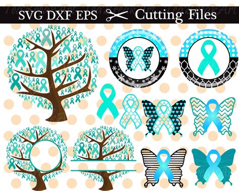 Cervical Cancer Ribbons Bottle Cap Svg Dxf Eps Cutting Files