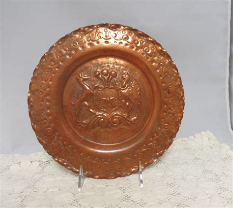 Sale Vintage Copper Plate Wall Hanging Repousse Chased Etsy Plates