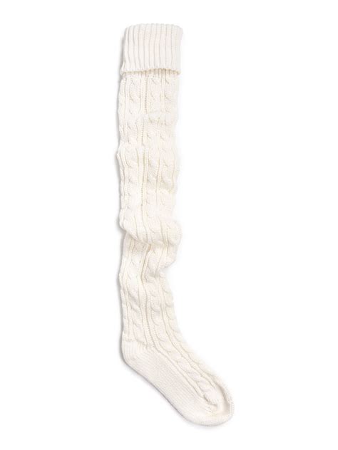 Womens Cable Knit Over The Knee Socks