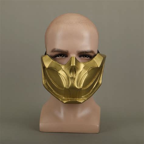 2019 New Mortal Kombat X Scorpion Hanzo Hasashi Sandal Wood Mask Half Face Pvc Masks Adult Men