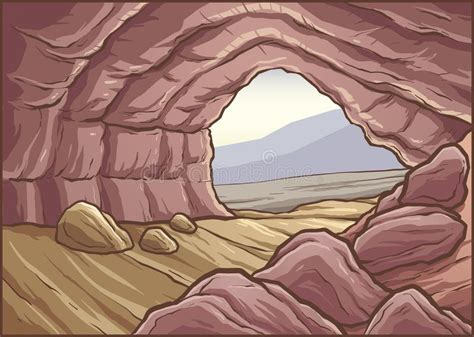 Cartoon Rocky Cave Background Stock Vector Illustration