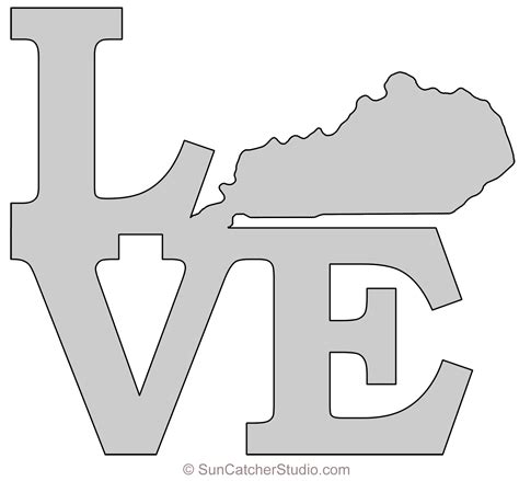 Kentucky Map Outline Printable State Shape Stencil Pattern