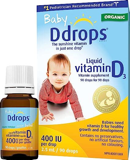Organic Baby Ddrops 400 Iu 90 Drops Daily Liquid Vitamin D For