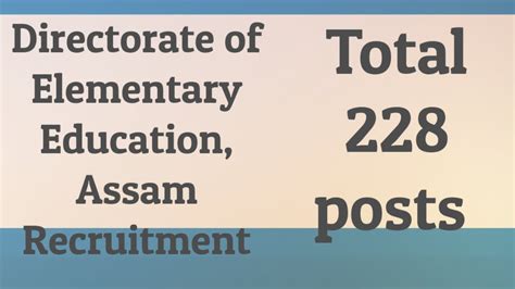 Directorate Of Elementary Education Assam Recruitment Junior