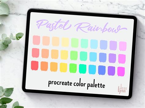 pastel rainbow procreate palette rainbow palette procreate etsy