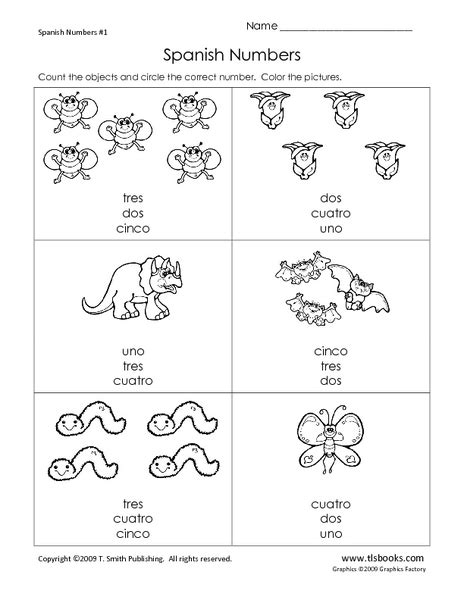 Spanish Numbers Coloring Packet Worksheet For Kindergarten 2nd Grade
