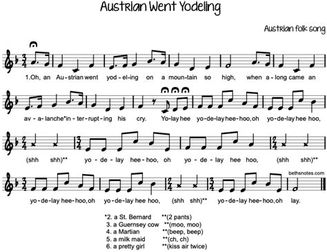 Check spelling or type a new query. Austrian Went Yodeling - Beth's Notes