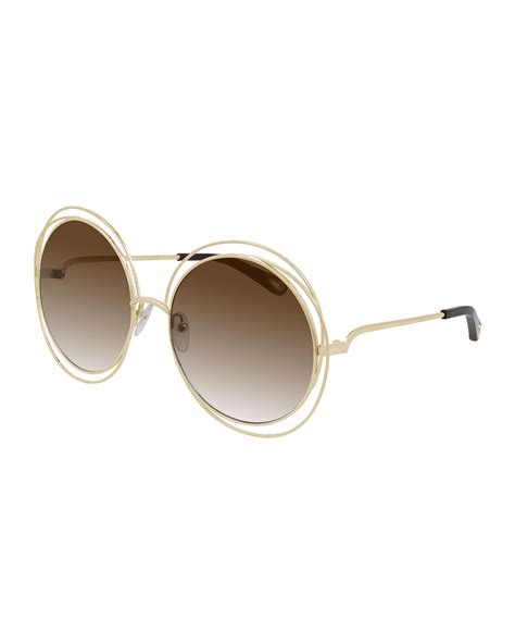 Chloe Oversized Round Metal Sunglasses Neiman Marcus