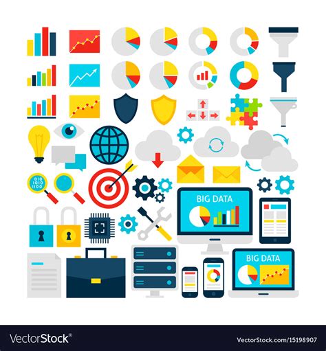 Big Data Objects Set Royalty Free Vector Image